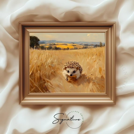 Hedgehog In Field Wall Art, Spring Animal, Rustic Farmhouse Decor, Vintage Wildlife Art, Work 3638 Home Decor, 8x12 UNFRAMED