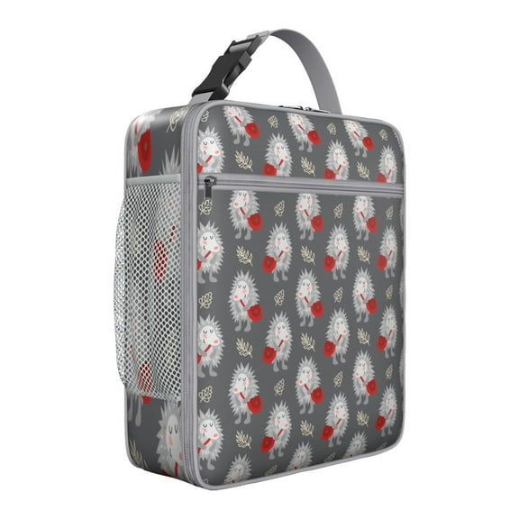 Hedgehog Insulated Lunch Bag Box Teen Reusable Lunch Bag with Water Bottle Holder Lunch Tote Portable Bag Work Camping