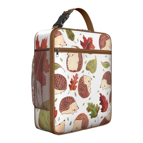 Hedgehog Insulated Lunch Box Women Reusable Lunch Bag with Front Pocket Cooler Tote Bag Work Camping