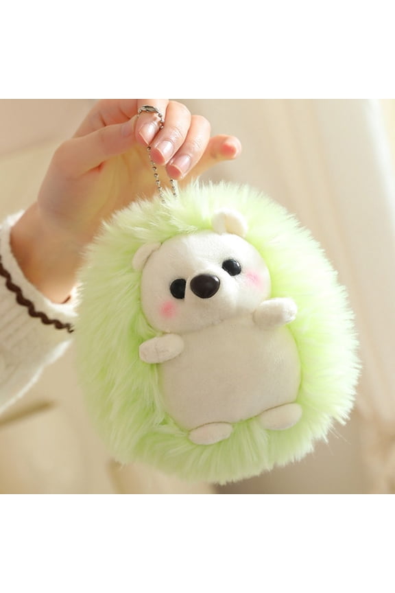 Hedgehog Keychain Stuffed Animal Pendant Keyring Backpack Handbag Hanging Keyring Key Holder Christmas Goodie Bag Suffer Present(Green,5.9")