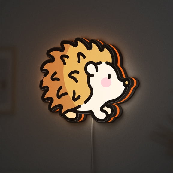 Hedgehog LED Lightbox - Wildlife Fauna Zoology Decor, Custom Led Sign for Home Office Shop Decor (Width 8 inch, 20cm)