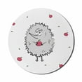 thumbnail image 1 of Hedgehog Mouse Pad for Computers, Happy Animal Apples and Leaves Doodle Style Cartoon Drawing Fun Illustration, Round Non-Slip Thick Rubber Modern Mousepad, 8" Round, Grey Pink Green, by Ambesonne, 1 of 2