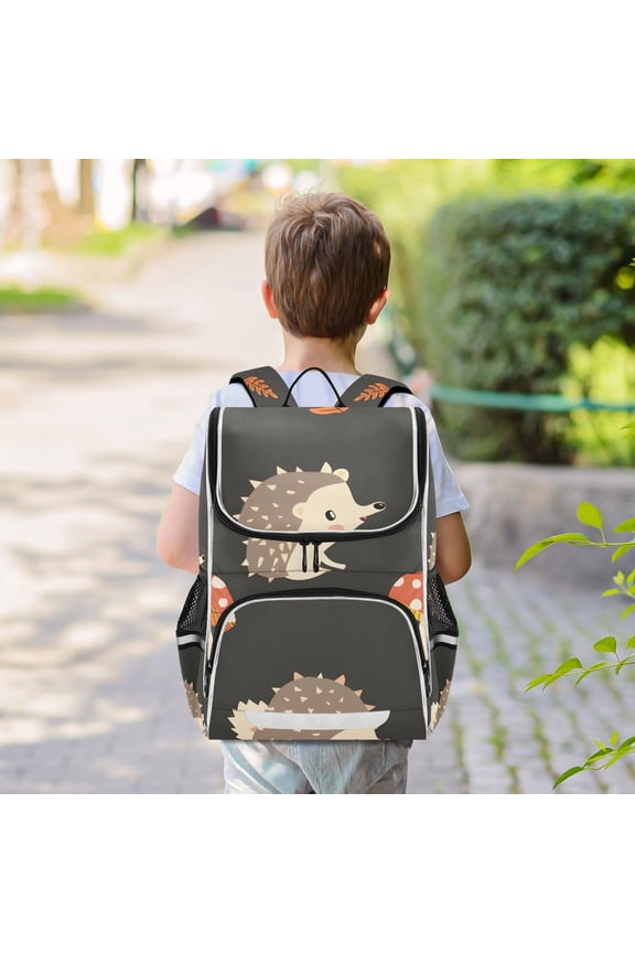 Hedgehog Mushroom Backpack Big Laptop Backpack Casual Daypack Quilted Large Capacity Large Bookbags