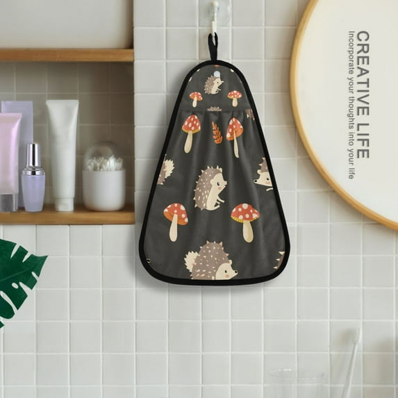 Hedgehog Mushroom Hanging Kitchen Towel Machine Washable Hand Towel Bathroom Absorbent Towel Quick Dry Dishcloth