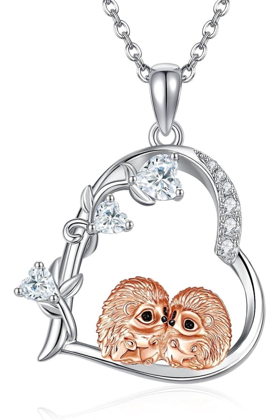 Hedgehog Necklace 925 Sterling Silver Hedgehog Pendant Animal Necklace Jewelry Gifts for Women Hedgehog Lovers