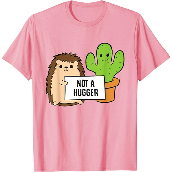 Hedgehog Not a Hugger Cactus Cute Living Things Unisex T-Shirt for Men Women Kids Toddler,Light Pink Color,Size YXS