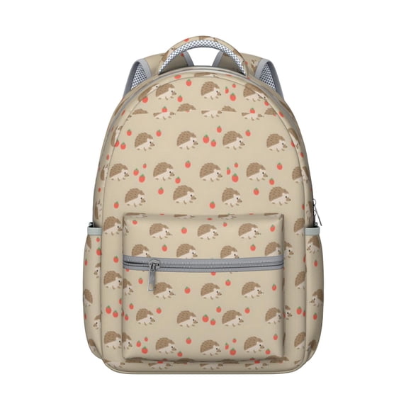 Hedgehog Pattern Backpack for School,Cute School Bag,Schoolbag with Adjustable Shoulder Straps & Padded Back,15.3"x11"x7.1".