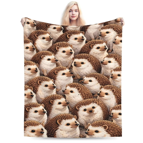 Hedgehog Pattern Throw Blanket, Wildlife Animal Art Design, Soft Warm Fleece Blanket for Sofa, Bed, Living Room Home Decor 50x40