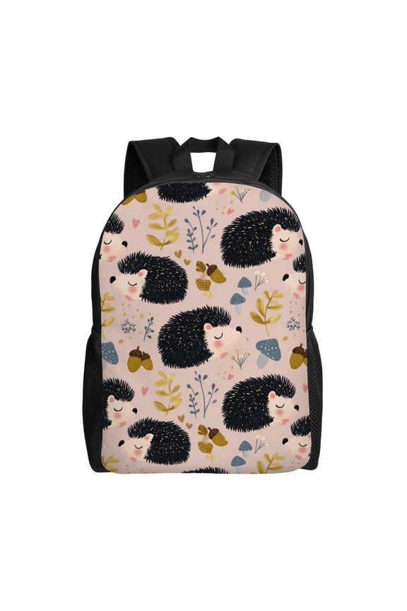 Hedgehog Pattern Backpack with 15 Inch Laptop Compartment,Water-Resistant Daypack, Large Capacity Backpack with Adjustable Breathable Shoulder Straps for Daily Use Travel Gym