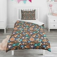 thumbnail image 1 of Hedgehog Pioneer Flower Duvet Cover and Pillowcase Set for Single Bedding, Bedroom Accessories for Kids Teens, 1 of 5