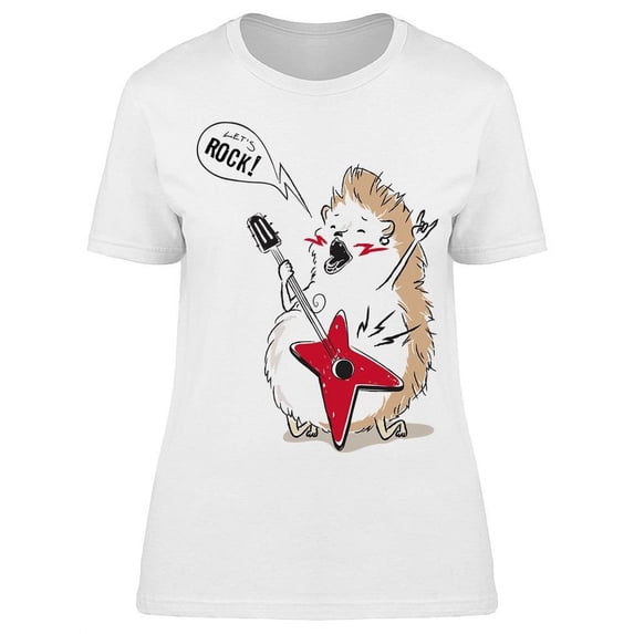 Hedgehog Playing Guitar T-Shirt Women -Image by Shutterstock, Female Large