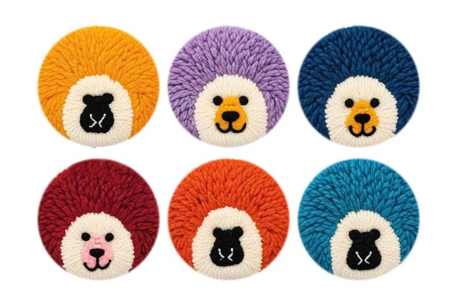 Hedgehog Punch Needle Coasters Kit,6-pattern punch needle Needle Coasters Kit ,Punch Art for Beginners,Suitable for Home Decoration