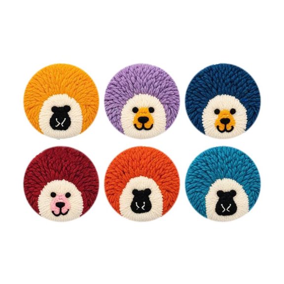 Hedgehog Punch Needle Coasters Kit,6-pattern punch needle Needle Coasters Kit ,Punch Art for Beginners,Suitable for Home Decoration