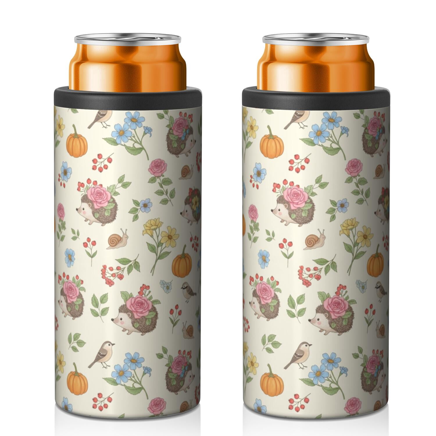 Hedgehog and Rose Cream Pattern 12oz Can Cooler 1 Pack, Vacuum ...