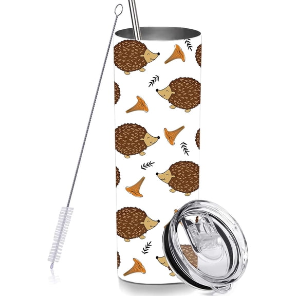Hedgehog Skinny Tumblers with Lids and Straws, Stainless Steel Vacuum Insulated Double Wall Travel Tumbler Cups 20 OZ for Men Women