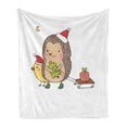 thumbnail image 1 of Hedgehog Soft Flannel Fleece Blanket, Cartoon Hedgehog with Bird and a Christmas Tree Pulling Sled Holiday Themed Image, Cozy Plush for Indoor and Outdoor Use, 60" x 80", Multicolor, by Ambesonne, 1 of 5