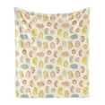 thumbnail image 1 of Hedgehog Soft Flannel Fleece Blanket, Smiling Baby Characters with Dotted Floral and Striped Prints Kids Toddler Nursery, Cozy Plush for Indoor and Outdoor Use, 60" x 80", Multicolor, by Ambesonne, 1 of 5