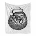 thumbnail image 1 of Hedgehog Soft Flannel Fleece Throw Blanket, Monochrome Hedgehog with Winter Attire Funny Hat Animal Fauna Image Print, Cozy Plush for Indoor and Outdoor Use, 70" x 90", Black White, by Ambesonne, 1 of 5