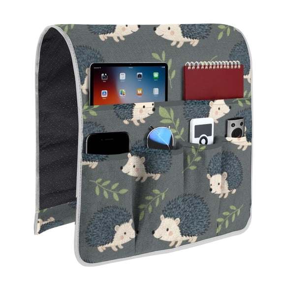 Hedgehog and Sprout Grey Pattern Armrest Organizer, Bedside Hanging ...