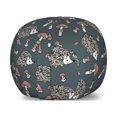thumbnail image 1 of Hedgehog Storage Toy Bag Chair, Forest Animal in Floral Pattern with Mushrooms Cartoon, Stuffed Animal Organizer Washable Bag, Small Size, Charcoal Grey Coral and Ecru, by Ambesonne, 1 of 3