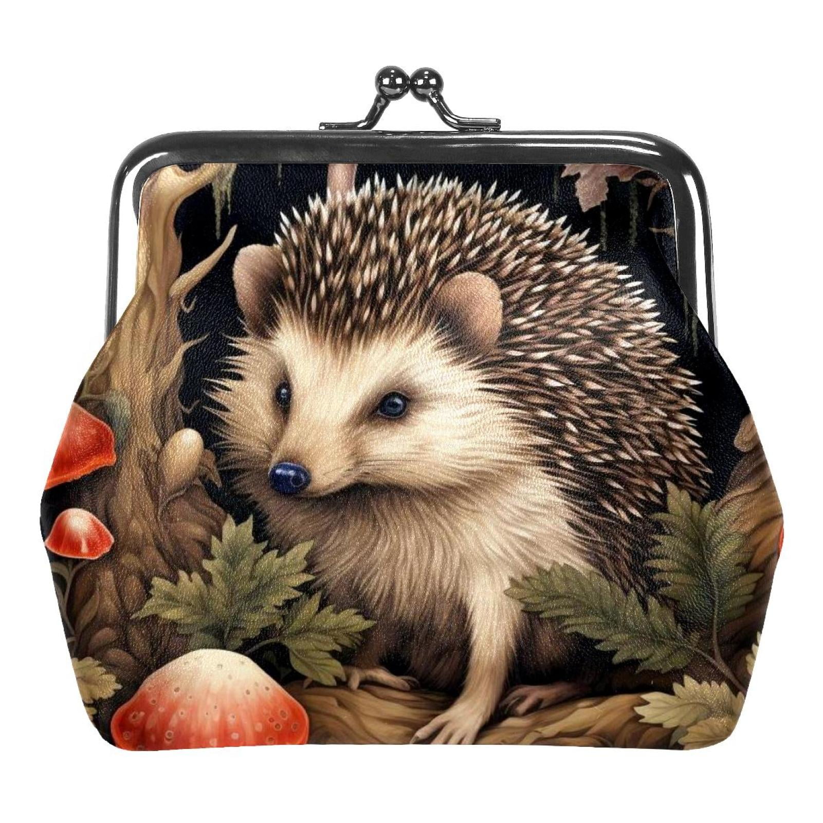 Hedgehog Stylish Microfiber Coin Purse with Zinc Alloy Jaws 4.3x4.7 in 11x12 cm Fashionable and Functional Mini Wallet Walmart