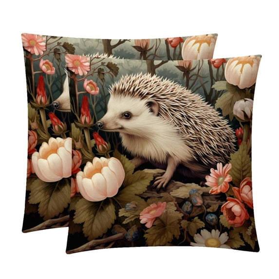 Hedgehog Sumptuous Velvet Throw Pillow Covers Set of 2, Decorative Bed Pillow Cases with Unique Patterns for Home Decor, Sizes 16x16, 18x18, 20x20 Inches