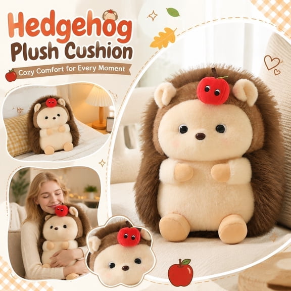 Hedgehog Throw Pillow for Home, Hedgehog Stuffed Animal, Cute Stuffed Animal, Cozy Home Decor, 16X8 Inch Soft Plush Chair Back Cushion Cute Stuffed Hedgehog Figure for Sofa