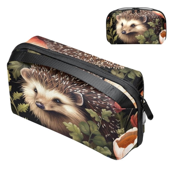 Hedgehog Travel Organizer Cable Wire Cord and Cable Charger Bag Waterproof Oxford Cloth Electronic Accessories Storage Case 5.9x9.44x3.14 in
