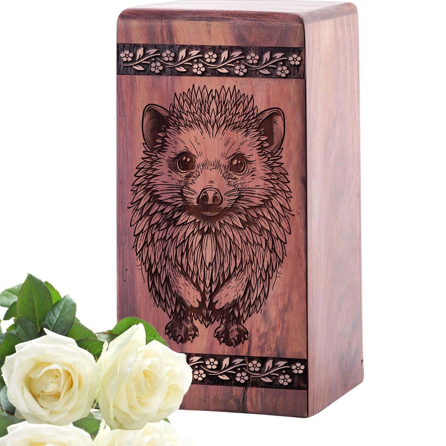 Hedgehog Urn for Human Ashes/Pet Ash - Hedgehog Wooden Urns for Human Ashes Adult Male - Wood Funeral Urns - Decorative Keepsake - 10Inch, Large Size - Single 1Pcs