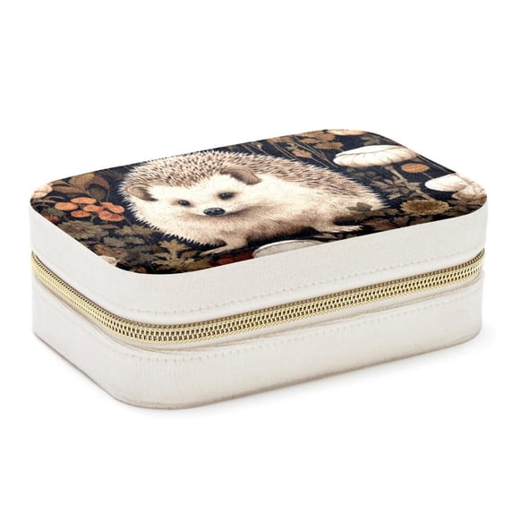 Hedgehog Velvet Portable Jewelry Box with Removable Compartment - Stylish Gift, Display Case, and Decorative Box