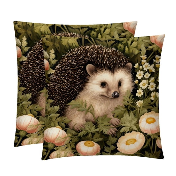 Hedgehog Velvet Throw Pillow Covers Set of 2 - 16x16, 18x18, 20x20 Inches - Unique Patterns - Bed Pillow Inserts Included for Various Occasions