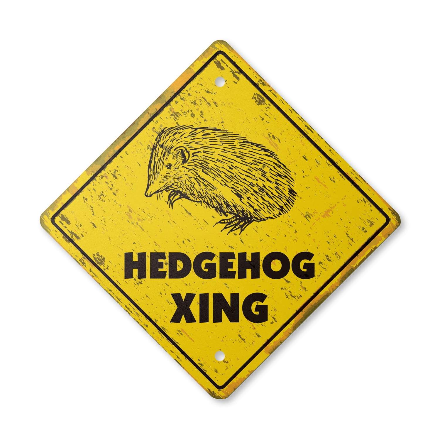 Hedgehog Vintage Crossing Sign Zone Xing | Indoor/Outdoor Plastic