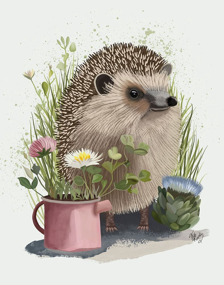 Hedgehog Watering Can Poster Print - Funky Fab (24 x 36) - Walmart.com