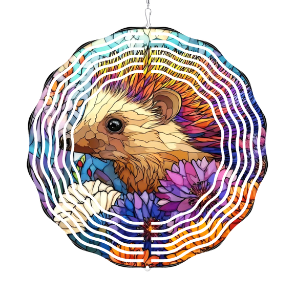 Hedgehog Wind Spinner Outdoor Garden Decor, 1010 Inch Hanging Ornaments Rotating Wind Chime with Hook, Metal Animal Art Sculpture for Patio Yard Porch Home, Unique Gift for Animal Lover