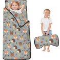 thumbnail image 1 of Hedgehog and Deer Grey Pattern Teens Toddler Nap Mat with Pillow, Sleeping Mat Bag for Preschool Daycare 59"x22", 1 of 6
