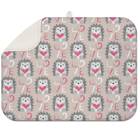 Hedgehog and Mystical Tree Drying Mat - Thick 3-Layer Heat-Resistant Countertop Pad - Reusable & Eco-Friendly Kitchen Mat