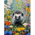 thumbnail image 1 of Hedgehog in Wildflowers Oil Painting Canvas Print, Cute Decor for Living Room Bedroom Dining Room Kitchen Hallway Office, 1 of 8