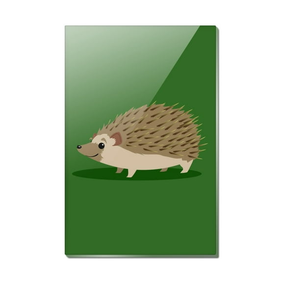 Hedgehog on Green Rectangle Acrylic Fridge Refrigerator Magnet