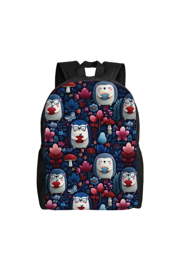 Hedgehog pattern design Backpack with 15 Inch Laptop Compartment,Water-Resistant Daypack, Large Capacity Backpack with Adjustable Breathable Shoulder Straps for Daily Use Travel Gym