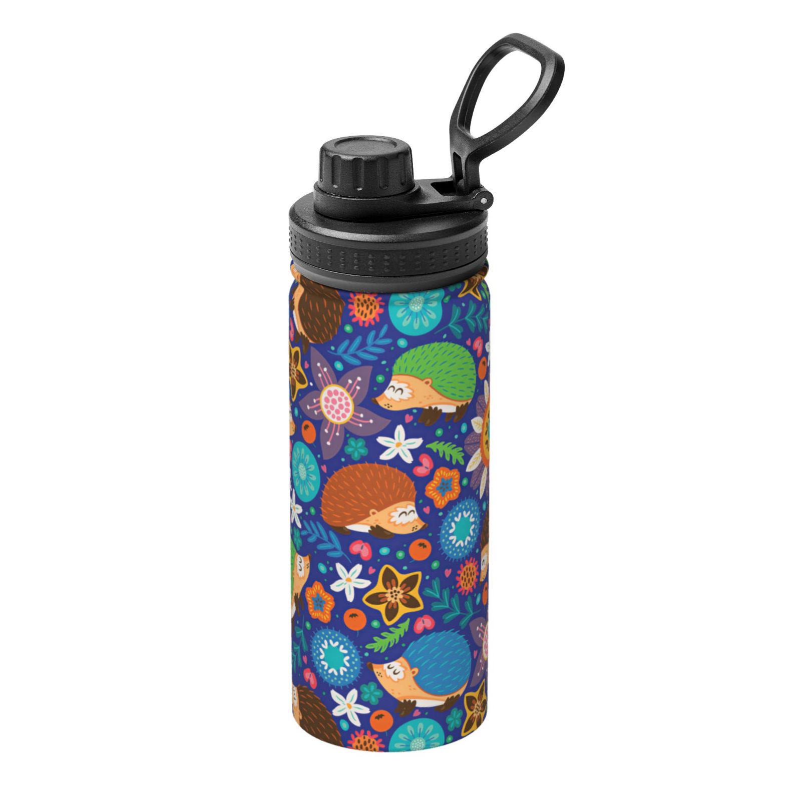 Hedgehogs And Floral 18 OZ Insulated Water Bottle Stainless Steel Water