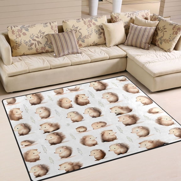 Hedgehogs Cartoon Area Rug Washable 80 x 58 Floor Carpet Mat Non Slip for Bedroom Living Room Home Decor