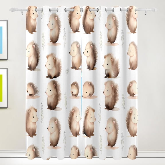 Hedgehogs Cartoon Black Out Curtains 84 Inch Length Curtains for Sliding Glass Doors Bedroom Living Room 2 Pack