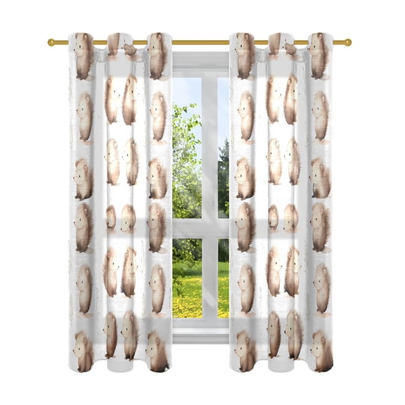 Hedgehogs Cartoon Blackout Curtains Patio Door Curtains Window Decoration for Bedroom Living Room 2 Panels