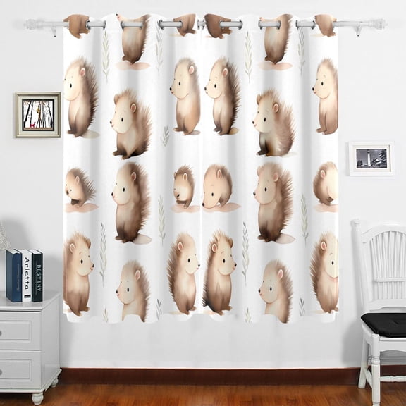 Hedgehogs Cartoon Curtains Black Out 63 Inch Length Curtains for Sliding Glass Doors Bedroom Living Room 2 Panels Set
