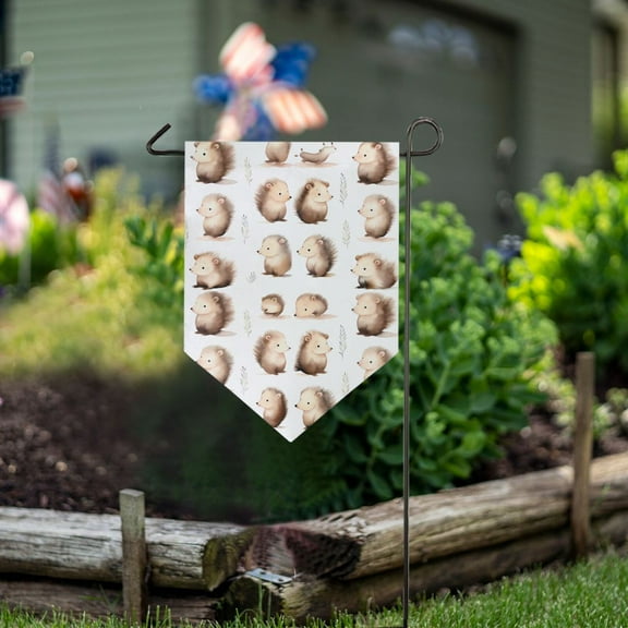 Hedgehogs Cartoon Garden Flag 18" x 12.5" Double Sided Yard Lawn Outdoor Decor Small Yard Flags