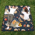 thumbnail image 1 of Hedgehogs Fruit Leaves Beach Blanket Outdoor Picnic Blanket 78"x 78" Waterproof Foldable for Beach Camping Travel Hiking Grass Lawn Park, 1 of 5