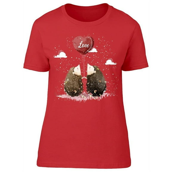 Hedgehogs In Love Couple Heart T-Shirt Women -Image by Shutterstock, Female 3X-Large