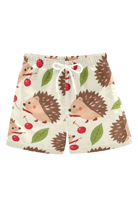 Hedgehogs Leaves and Cherries Boys' Swim Trunks Board Shorts Beach Pants Bathing Bottoms 5T