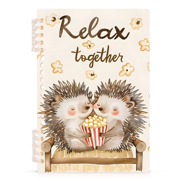 Ckdifva Hedgehogs Popcorn A5 Ring Binder Notebook Journey Note Diary College Ruled Study 60 Pages