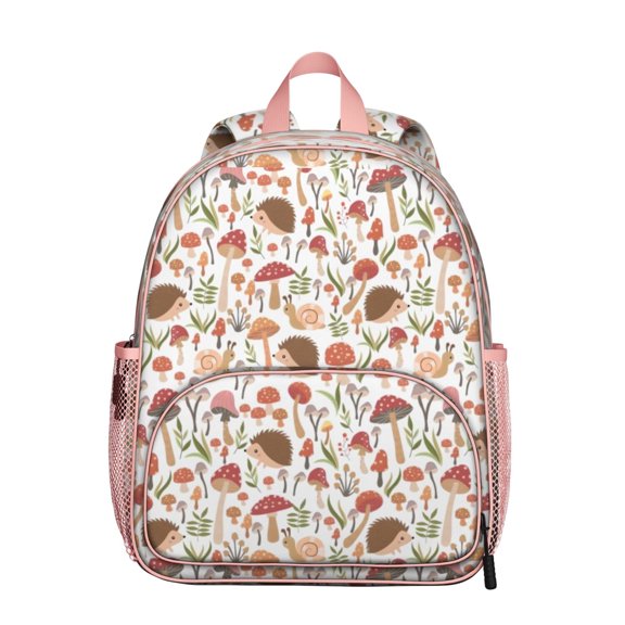 Hedgehogs and Red Mushrooms Snails Pattern Backpack Backpack for School,Cute School Bag,Schoolbag with Adjustable Shoulder Straps & Padded Back,13.8"x11.4"x6"